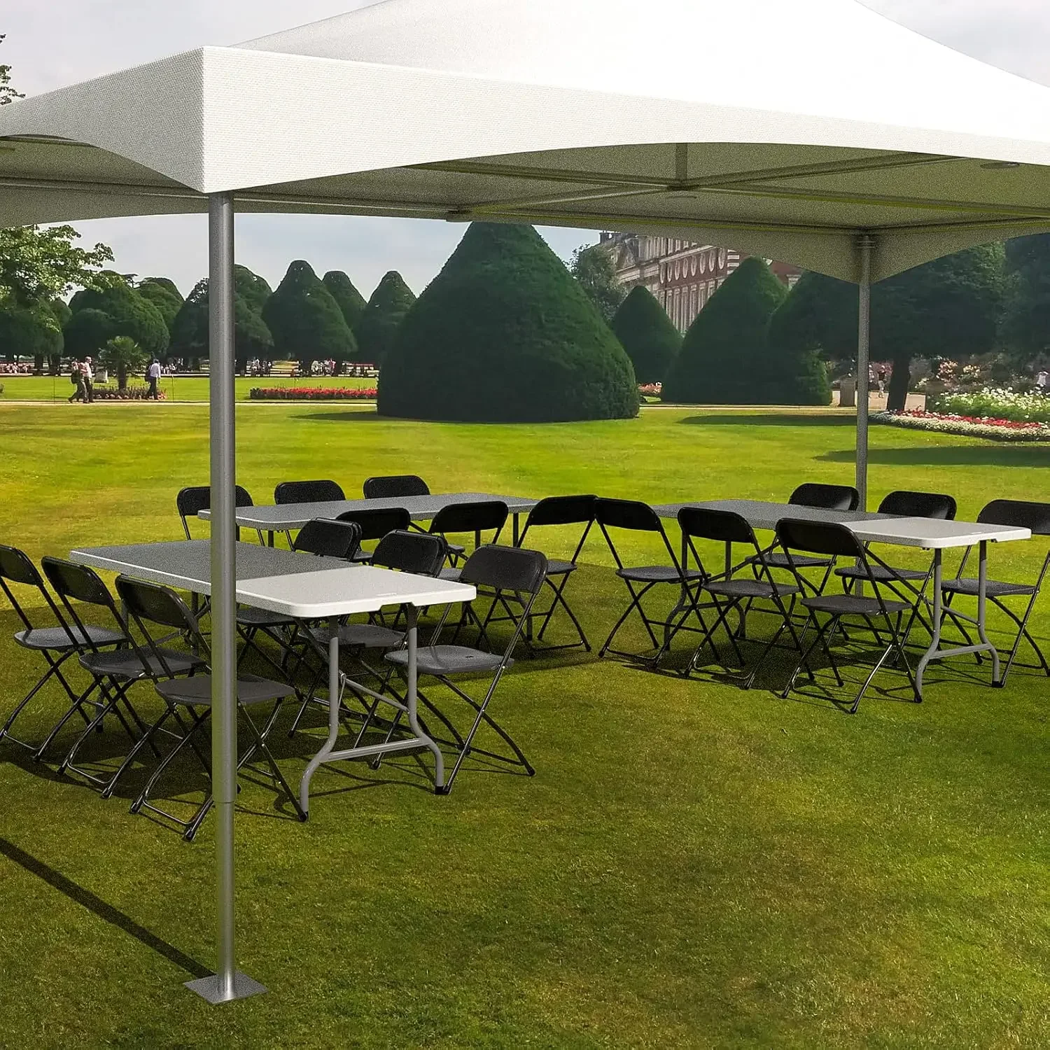 6 FT Plastic Folding Table Set with 8 Black Folding Chairs for Picnic, Event, Training, Outdoor Activities, at Home