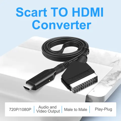 Convertidor de Cable Compatible con Scart a hdmi, adaptador profesional de Audio y vídeo para TV HD, DVD, accesorios de juego