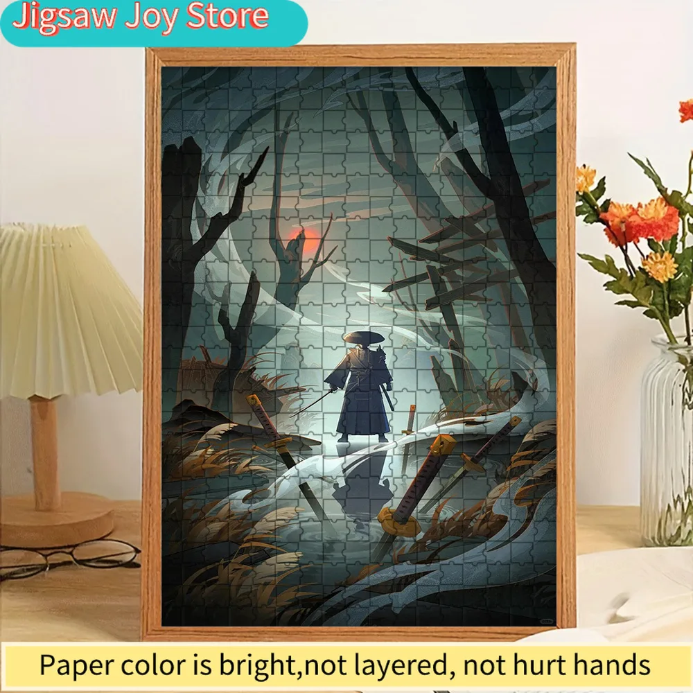

Japanese Samurai in Misty Forest at Dusk Paper Puzzle, Premium High Definition Vivid Print, Smooth Burr-Free Interlocking Pieces