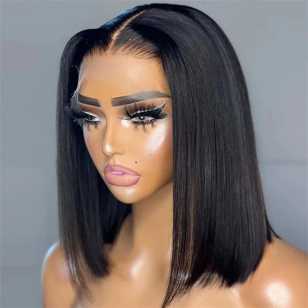 

Bob Wigs 100% Human Hair Bone Straight Lace Front Wig 13X6 13x4 Lace Frontal Wig Short Pixie Cut Human Hair Wigs for Women Geeta