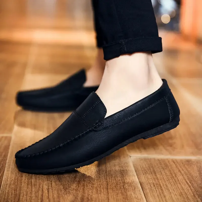 Moccasin Slip-on Men\'s Leather Shoes New In Male Casual Shoe Soft 2024 New Arrivals Legitimate Cowhide Common Comfortable