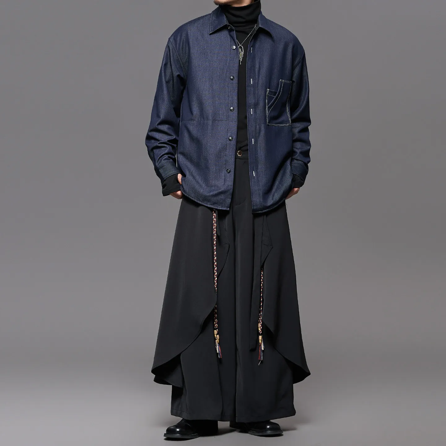 High Quality Cut Japanese-Style Retro Denim Blue Shirt Men's Long Sleeve Spring and Autumn Fashion Simple Loose Shirt Men's Coat