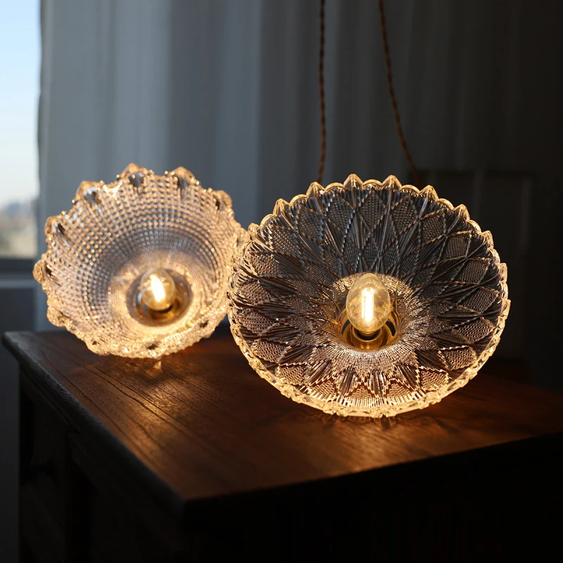 Modern Glass Pendant Light Dining Room Retro Chandelier Creative Hanging Light Transparent Lampshade For Restaurant Lamp Ceiling