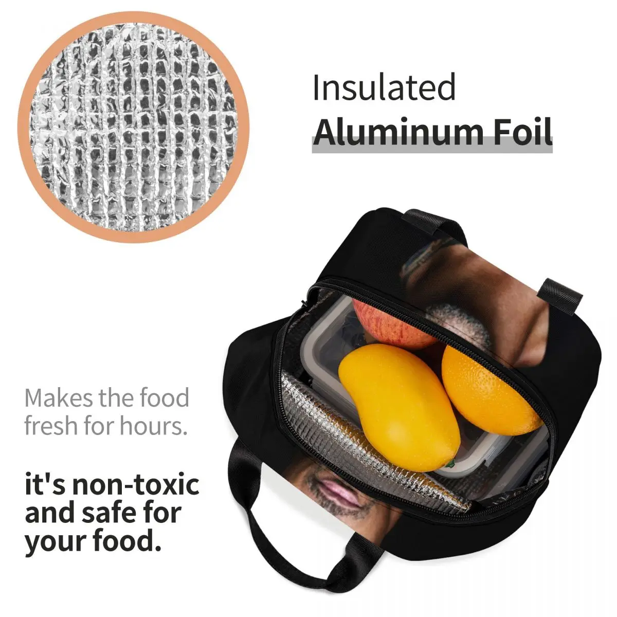 The Rock Face Dwayne Boîte à lunch portable personnalisée pour femme, glacière thermique, sac isotherme, multifonction, célèbre acteur, Johnson