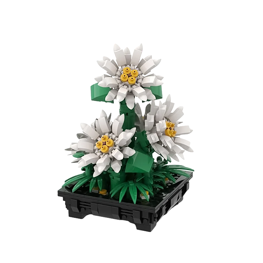 MOC Daisies Bouquet Potted Building Blocks Romantic Flower Vase Garden House Plant Bouquet Bricks Desktop Decoration Toys Gifts