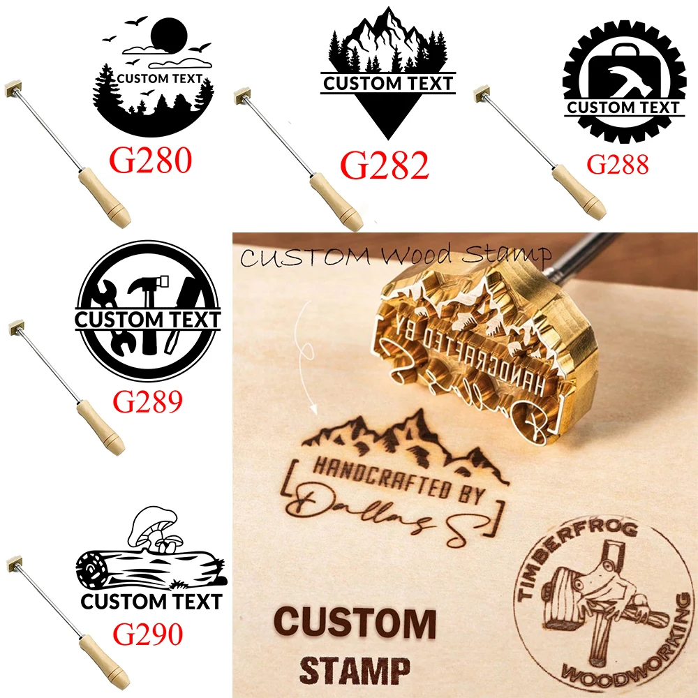 

Custom Branding Iron Stamps with Handle Coconut Stamps Personalized Logo Design Heating on Wood Leather Food Heating Stamps