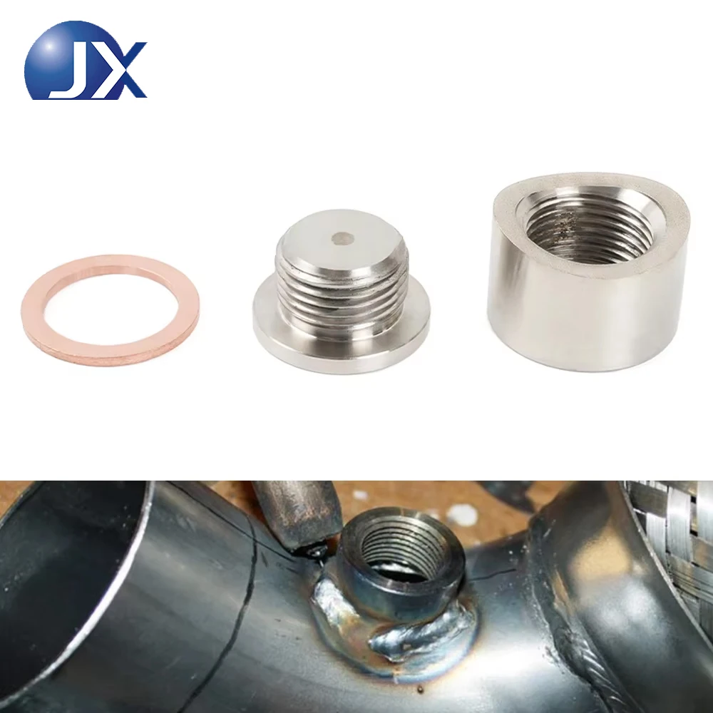 M18 X 1.5 O2 Oxygen Sensor Mounting Bung Stainless Steel Notched Exhaust Weld on Bung and Plug Adapter