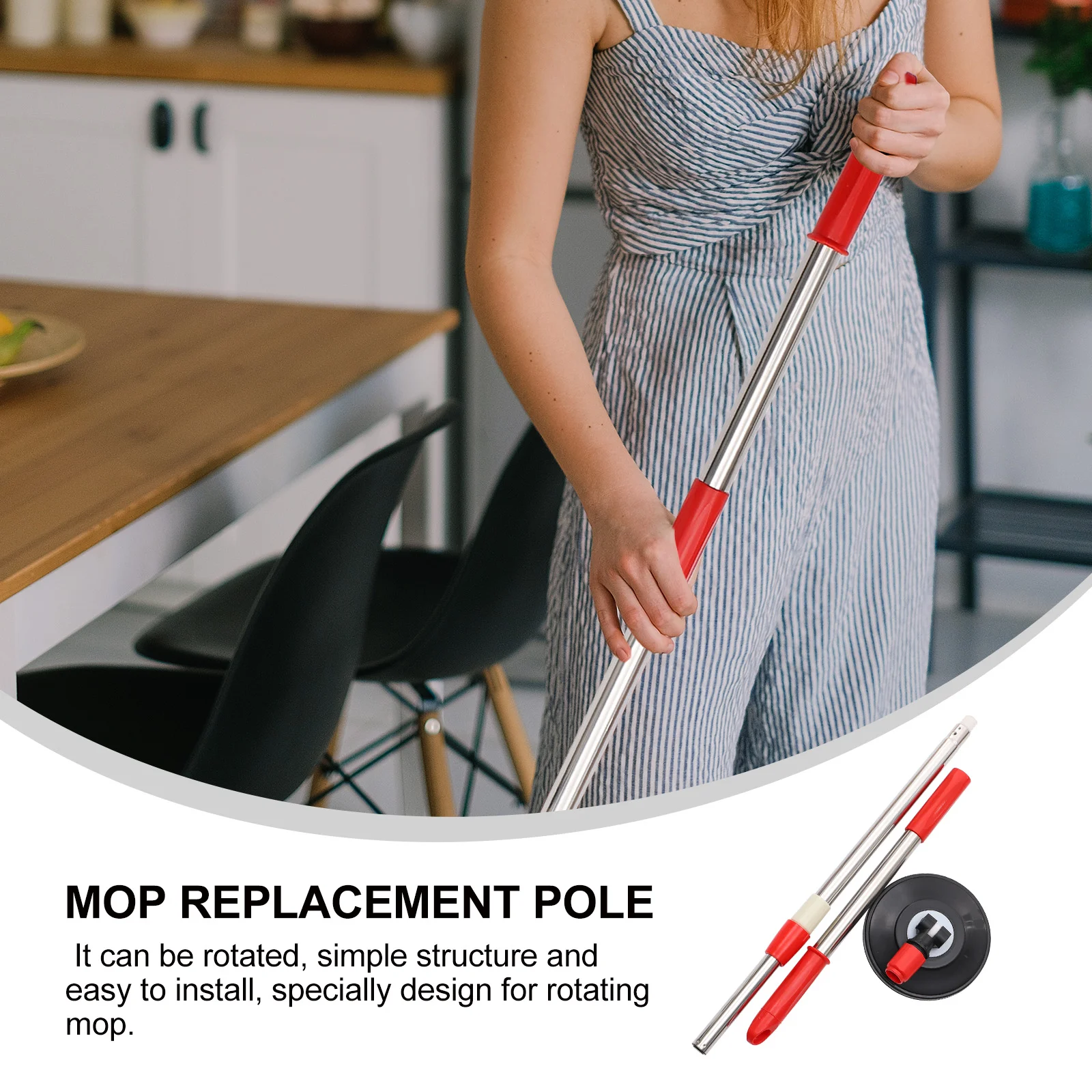 Mop Replacement Pole Handle Rotating Stick Supplies Tool Replace Accessories Broom Steel Stainless Floor Cleaning Cedar O