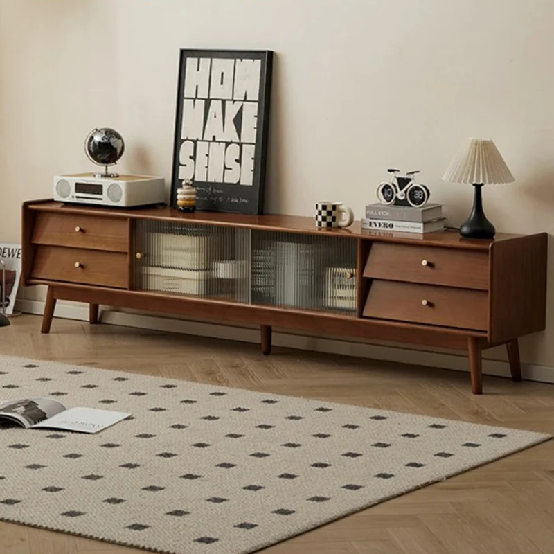 

Vintage Modern Tv Stand Mid Century Metal Handles Retro Trendy Cheap Tv Stand Accent Large Size Muebles Space Saving Furniture