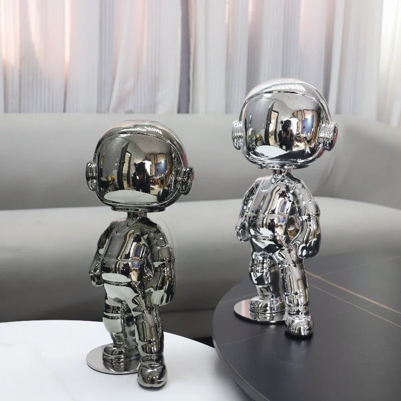 

European Light Luxury Electroplated Mirror Space Figure Sculpture Ornaments Porch Hotel TV Cabinet Model Room Home Accessories