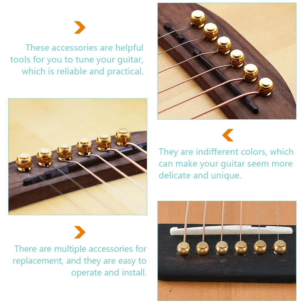 

12pcs Guitar String Nails Replacement Bridge Pins Acoustic Accessories Brass Sturdy Stable Long Service Practical Easy