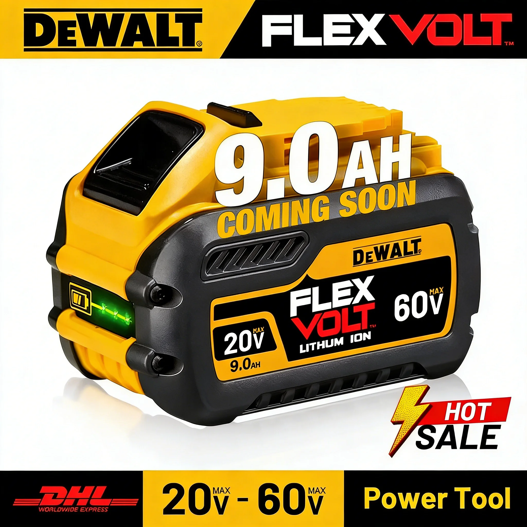 100% Genuine Dewalt 20V 6AH Battery, Rechargeable Lithium Ion Battery, Dewalt DCB200DCBL722/DCL050/DCF850Power Tool Replacement.