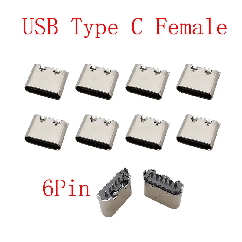 10Pcs USB Typ C 2/6/16/24 Pin Stecker Weibliche Jack Lade Port SMD SMT PCB Solder DIY Reparatur USB-C Typ-C Buchse Anschlüsse