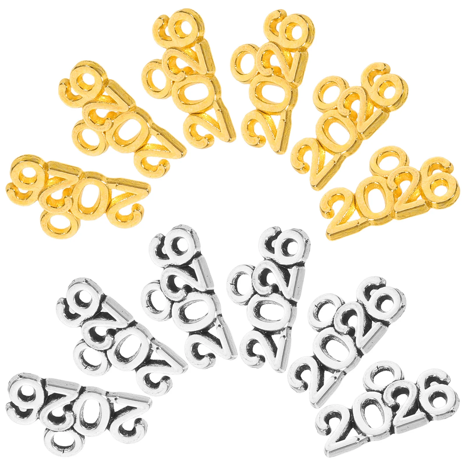 

100Pcs 2026 Year Signet Charm Alloy Pendants for DIY Necklace Jewelry Making Accessories Keychain Craft Decor Graduation Gift