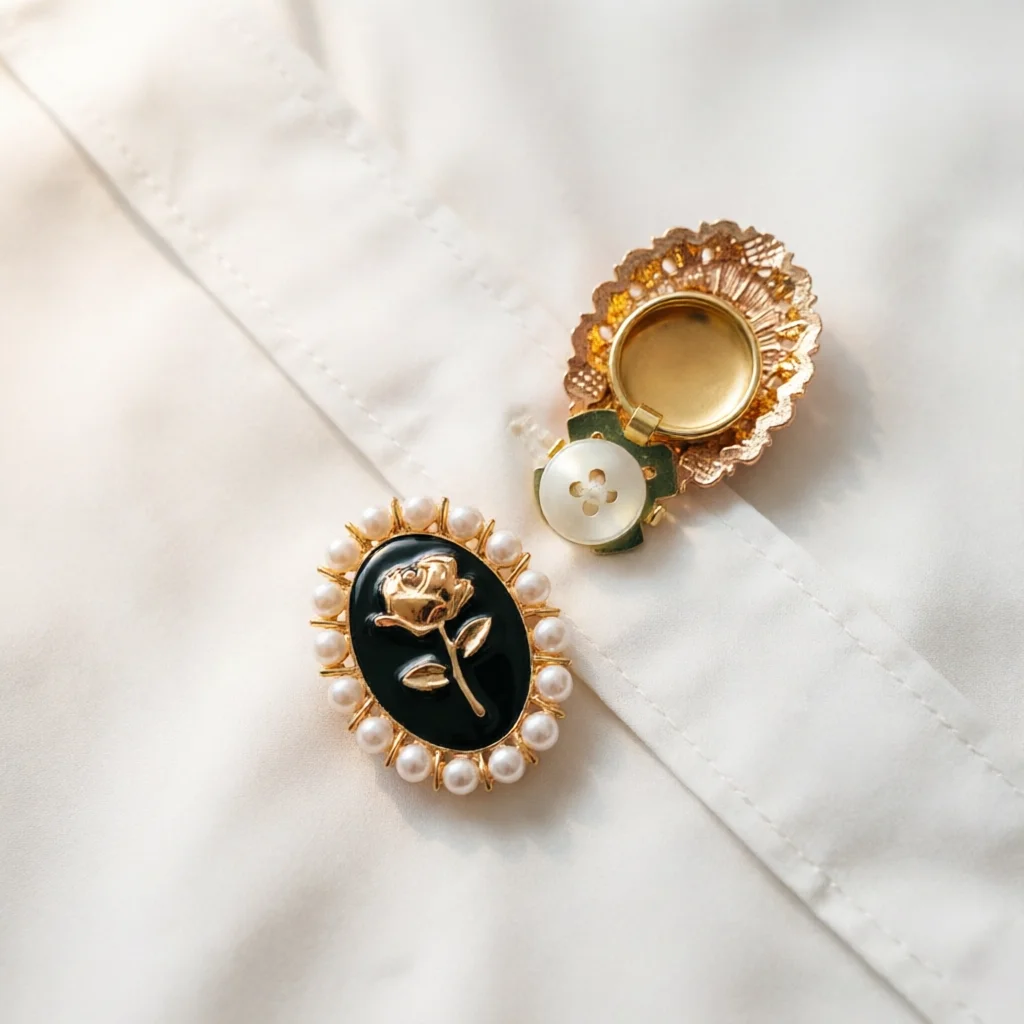 4 pièces de couvre-boutons élégants en métal classique avec perles pour la décoration de vêtements DIY, boutons décoratifs en alliage pour chemises et manches
