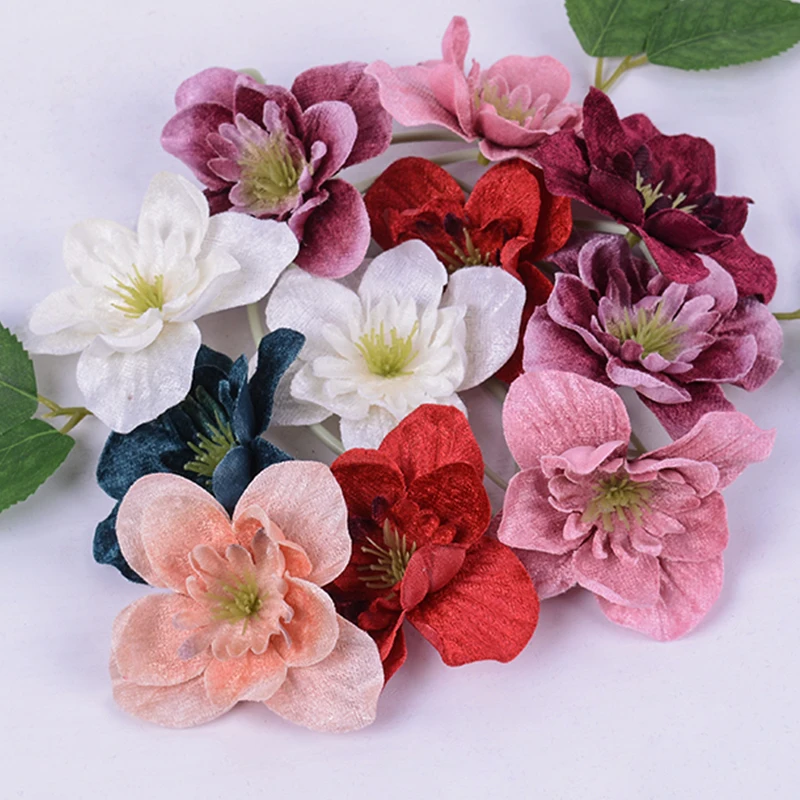 

10Pcs Silk Artificial Flower Fake Orchid Flower Heads for Wedding Party Home Room Decoration Bride Brooch DIY Gift Accessory