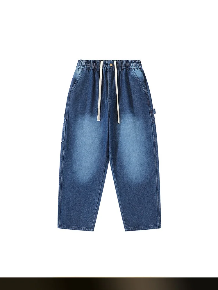 

Retro American Waed Straight Leg Men's Jeans Casual Wide Leg Workwear Long Trousers Spring Street Sle Versatile Comfortable