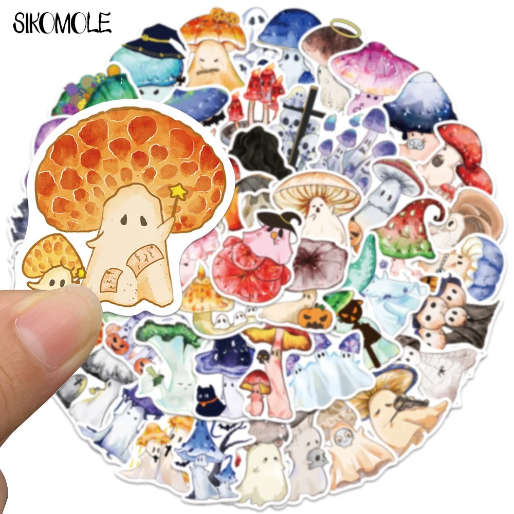 10/30/50PCS Cartoon Halloween Ghost Mushroom Stickers Decals DIY Laptop Guitar Skateboard Waterproof Graffiti Sticker Kids Gift