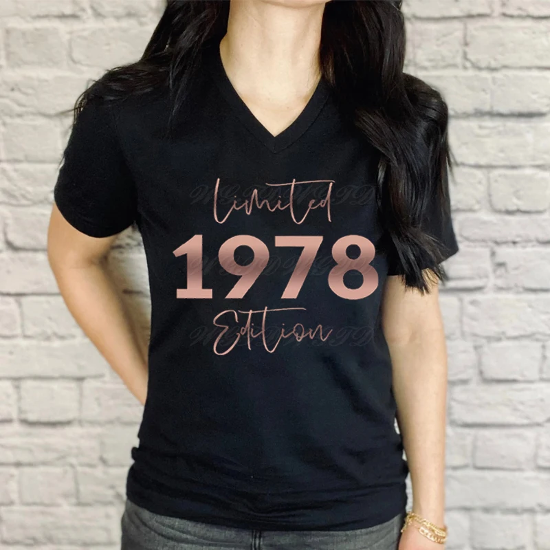 47 Years Old T-Shirt Ladies Limited Edition 1970 To 1979 T Shirt 1978 Gifts for Her V-neck Summer Tops Women's Clothing Sales