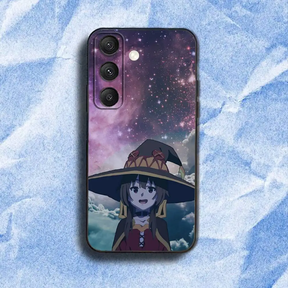 M-Megumin K-KonoSuba Funda de teléfono para Samsung S 25,24,23,22,30,21,10,9,Ultra,Plus,Lite,FE,4,5G Funda blanda negra