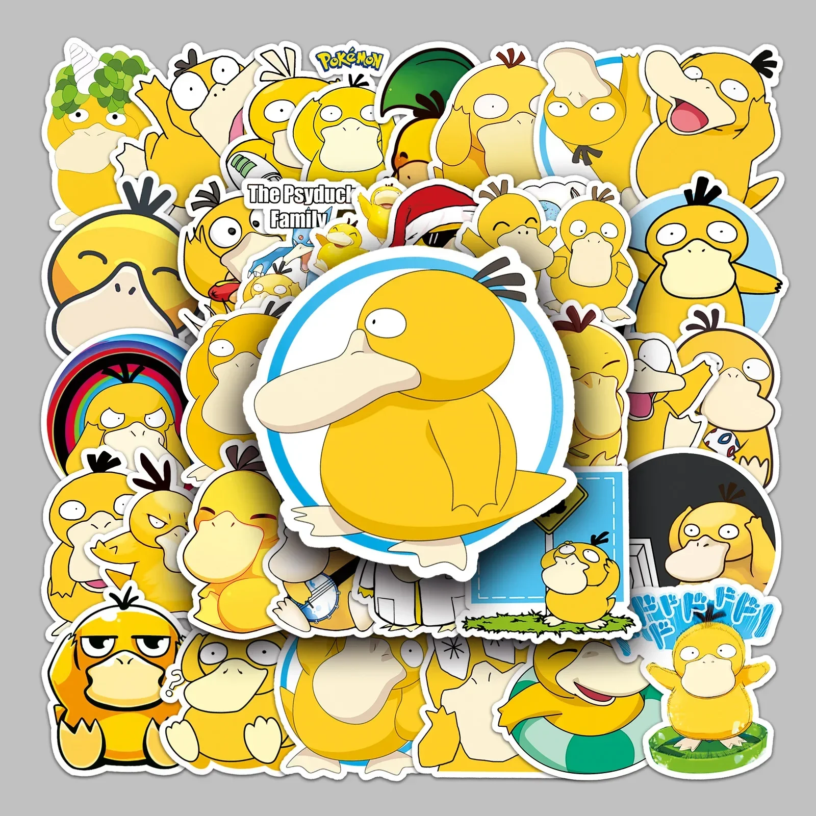 50pcs Anime Pokemon Series Psyduck Cartoon Graffiti Refrigerator Scooter Computer Tablet Waterproof Cartoon Decorative Sticker