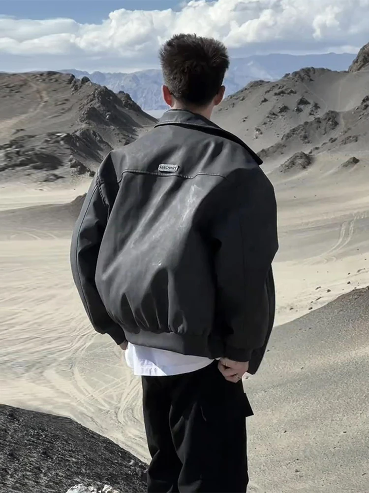 

Cleanfit Men's ort Leather Jaet Baseball Sle Zipper Decorated American Motorcycle Jaet Spring Autumn Faionable Cool...