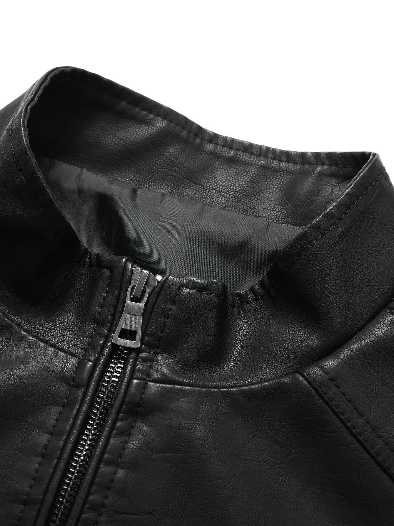 Herren-Lederjacke mit Stehkragen, langlebig und stilvoll, Stehkragen bietet ordentlich aussehen, geeignet für leichte Geschäfts am Arbeitsplatz, tägliches Einkaufen, Wochenendausflüge, Pendeln, Freizeitversprechen, kurze Reisen