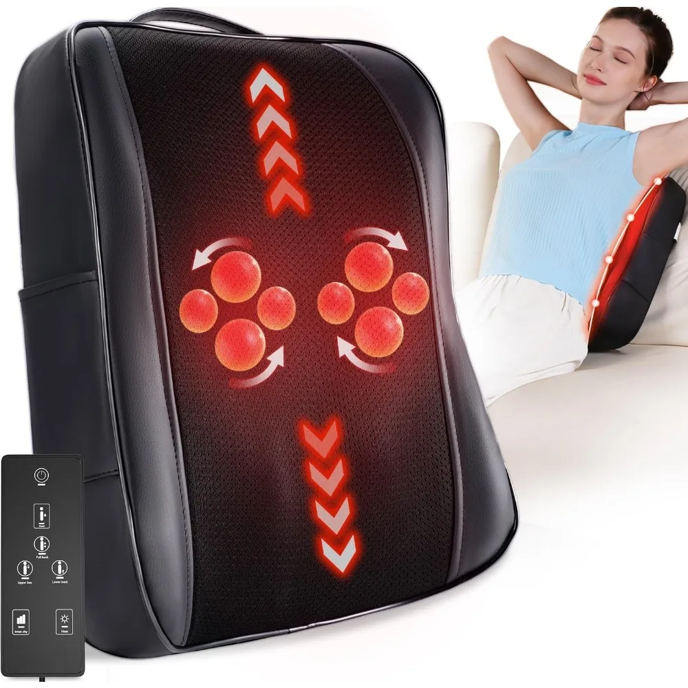

4D Shiatsu Kneading Massager with Heat for Deep Tissue Relief and Track-Guided Back Massage