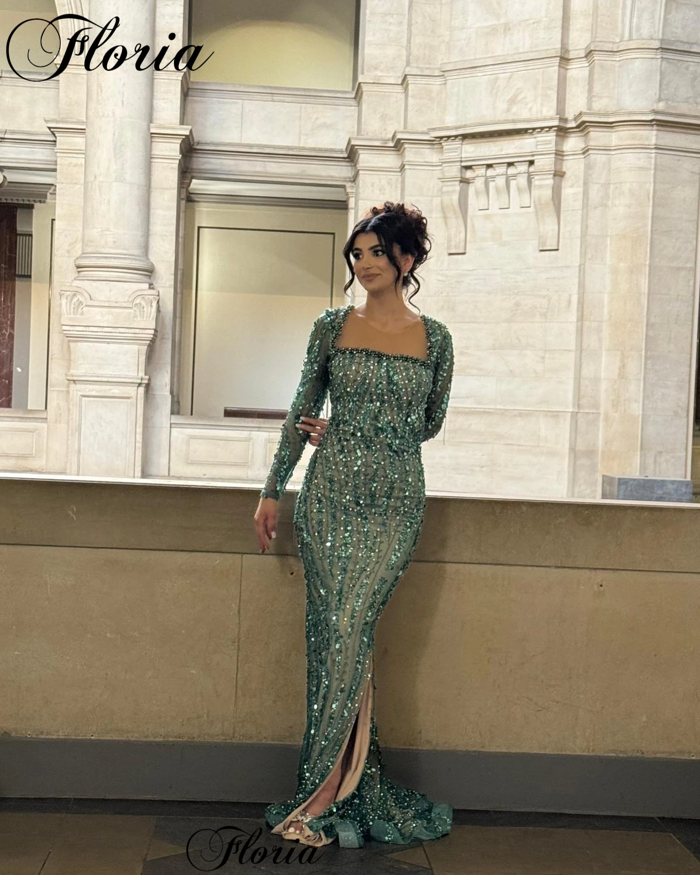 Vintage Sequined Prom Dresses Mermaid Long Sleeves Evening Gowns For Women Vestidos De Noche Wedding Party Dresses Custom