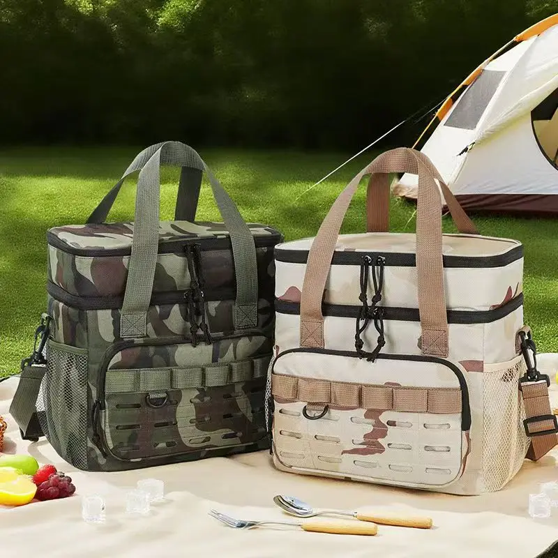 18L 2-Layer Tactical Lunch Bag Outdoor Picnic Cooler Bag Leakproof Insulated Durable Thermal Cooler Bag Meal Camping Picnic