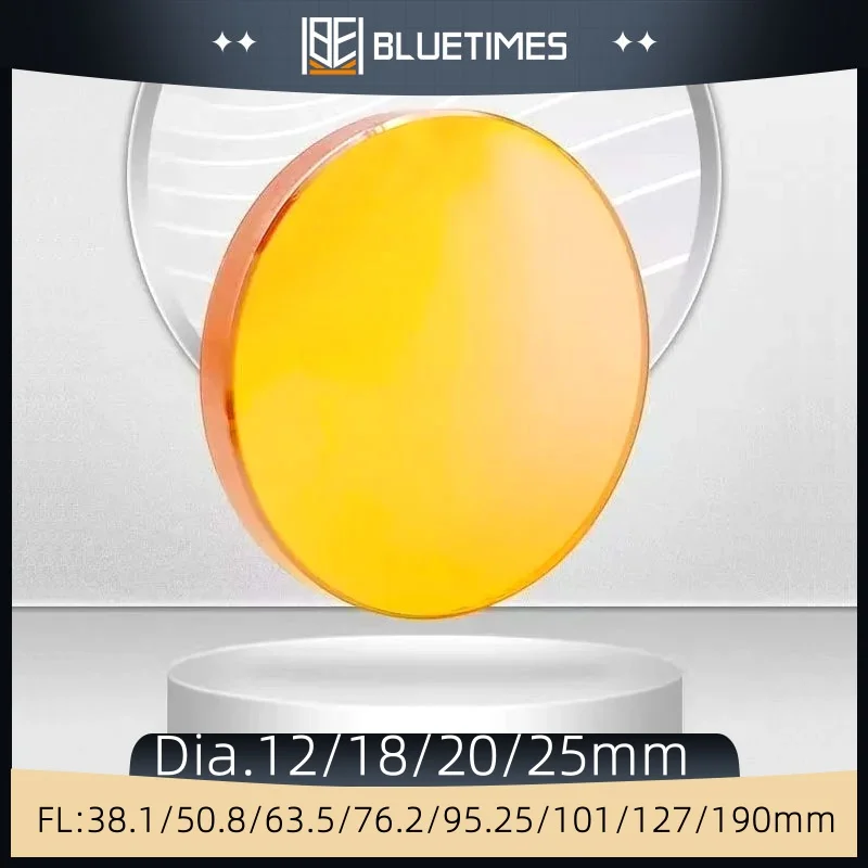 Bluetime CO2 Laser Lens PVD ZnSe  Focusing for Engraving Cutting MachineF38.1/50.8/63.5/76.2/95.25/101/127/190mm Dia.12/18/20/25
