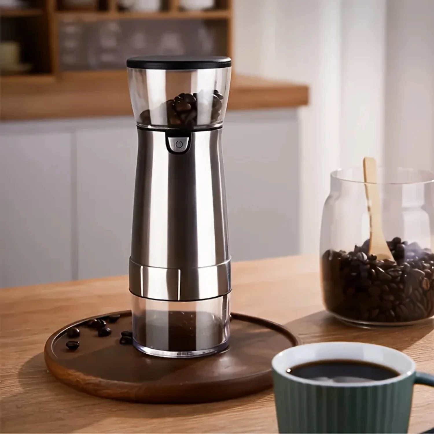 Coffee Bean Grinder USB Rechargeable Stainless Steel Manual Coffee Mill Machine Bean Grinders Kitchen Accessories