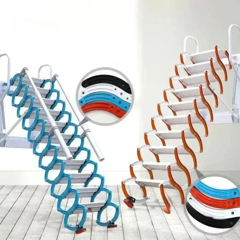 Creative Wall-mounted Telescopic Ladder Outdoor Engineering Lift Folding Step Stools Home Space-saving Telescopic Foldable Stair