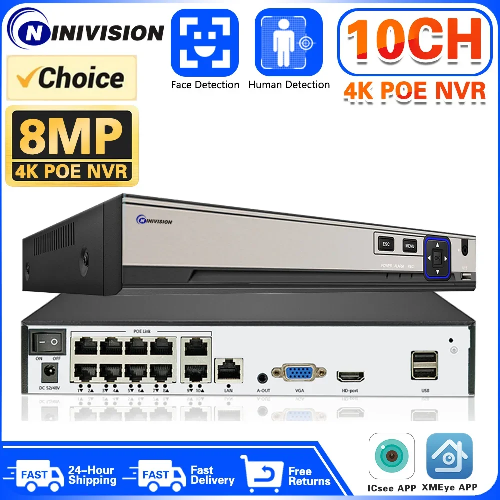 

Super 8MP POE NVR Video Recorder Audio IP Camera H.265 CCTV System Network Face Detect P2P Video Surveillance Camera RTSP