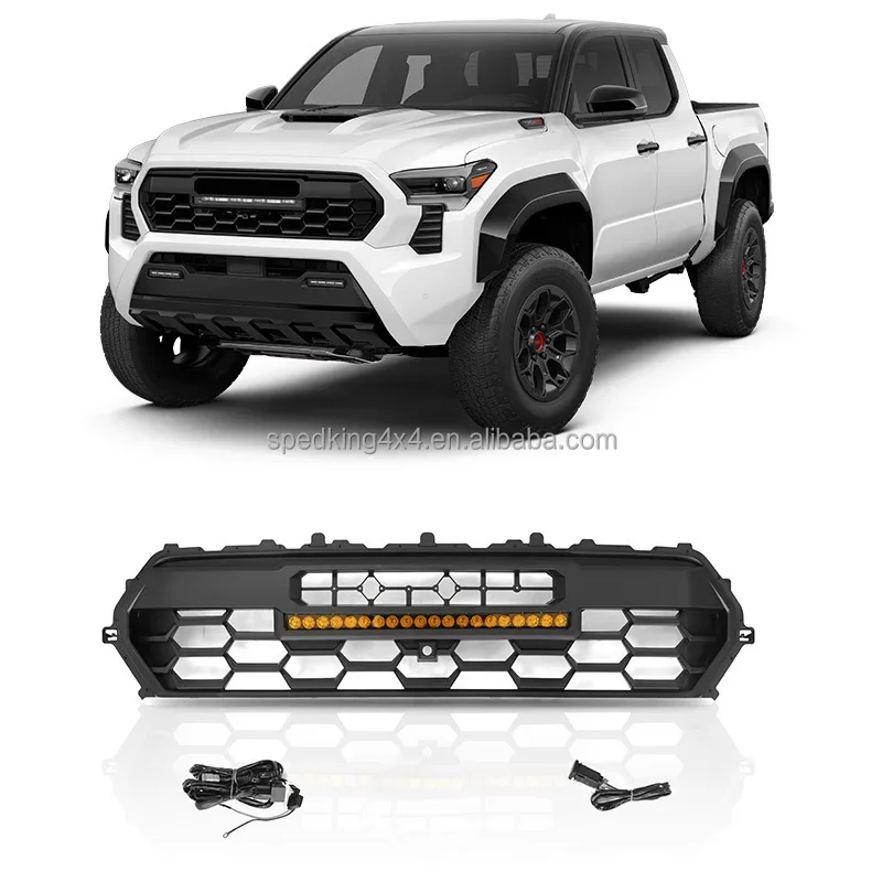 Spedking High Quality Car Grill Front Bumper Grille With LED BAR With Amber Light For Toyota Tacoma 2024 Car Grill