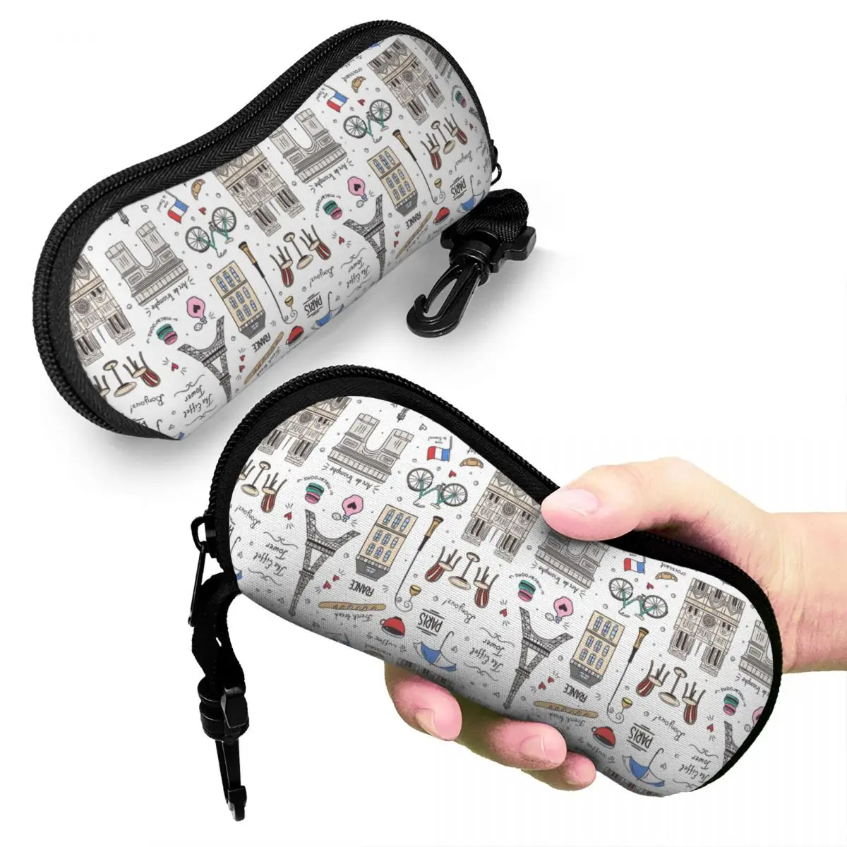 

Paris Pattern Colors Shell Glasses Case Protector Sunglasses Box Women Men Soft Eyeglasses Bag Pouch