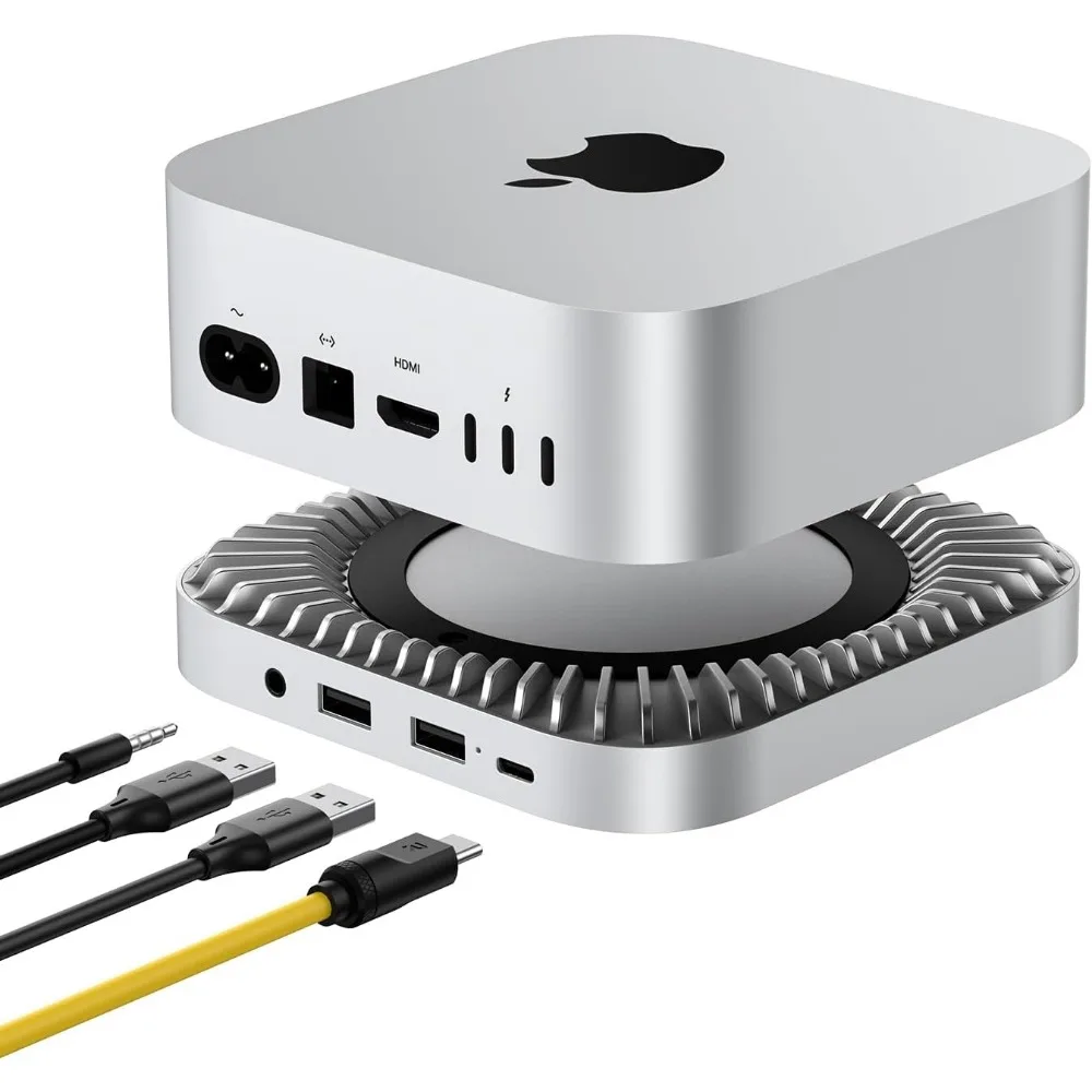 

40Gbps Aluminum Hub Stand for Mac Mini with NVMe SSD Enclosure, USB Ports & Audio Jack