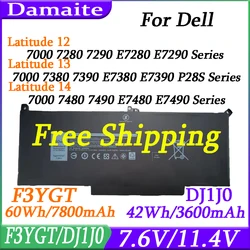 NEW F3YGT DJ1J0 Battery For Dell 7480 2X39G Latitude 12 7000 7280 7290 E7280 E7290 E7380 E7390 13 7000 7380 7390 14 74807490