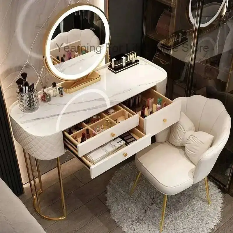 

Dressing Makeup Led Luxury Light Table Mirror Salon White Dressing Table Storage Bedroom Comoda Pra Quarto Home Furniture