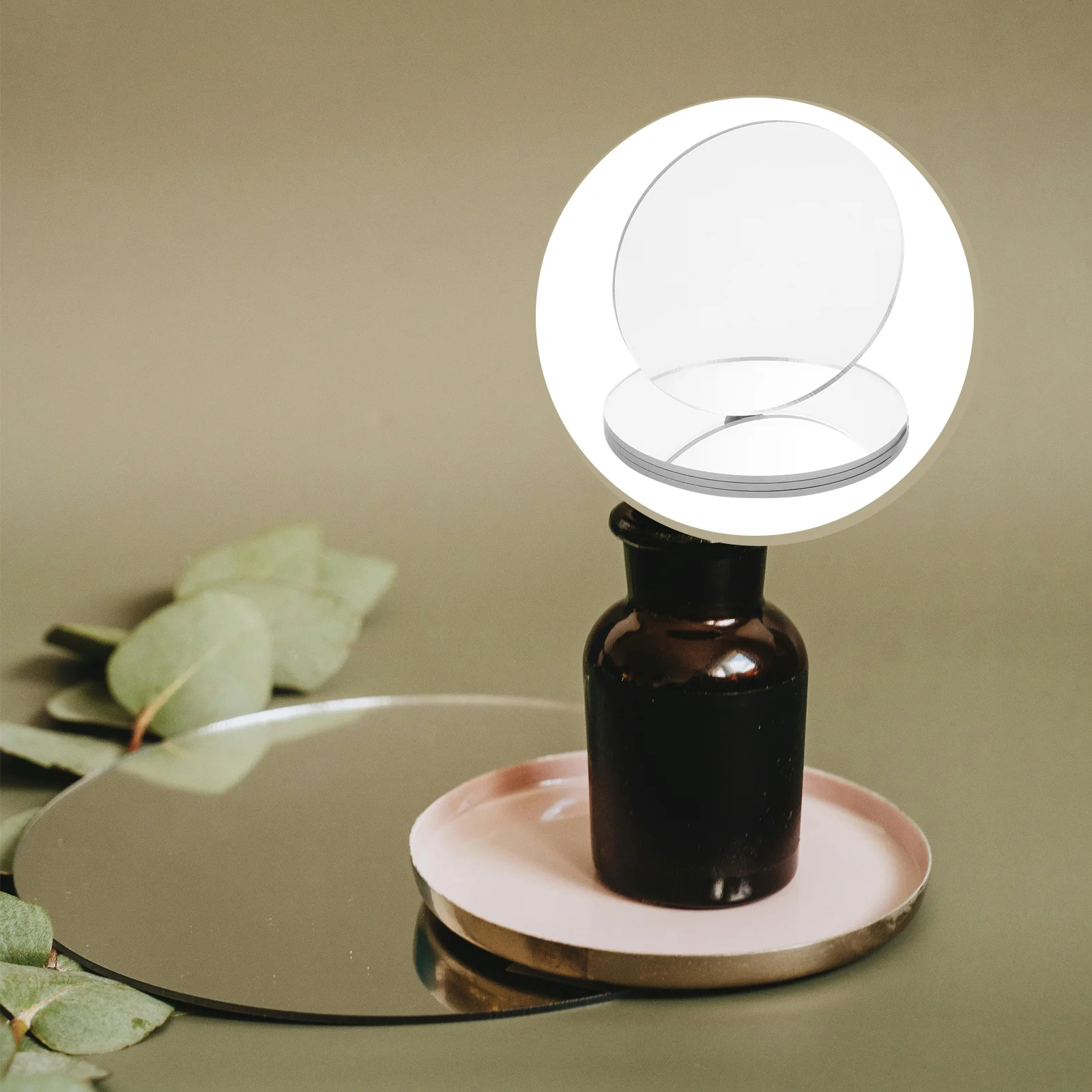 8個入り 直径10cm 丸型ミラーシート アクリル製交換レンズ 化粧鏡DIYクラフト用 クリア小型ミラー 旅行用