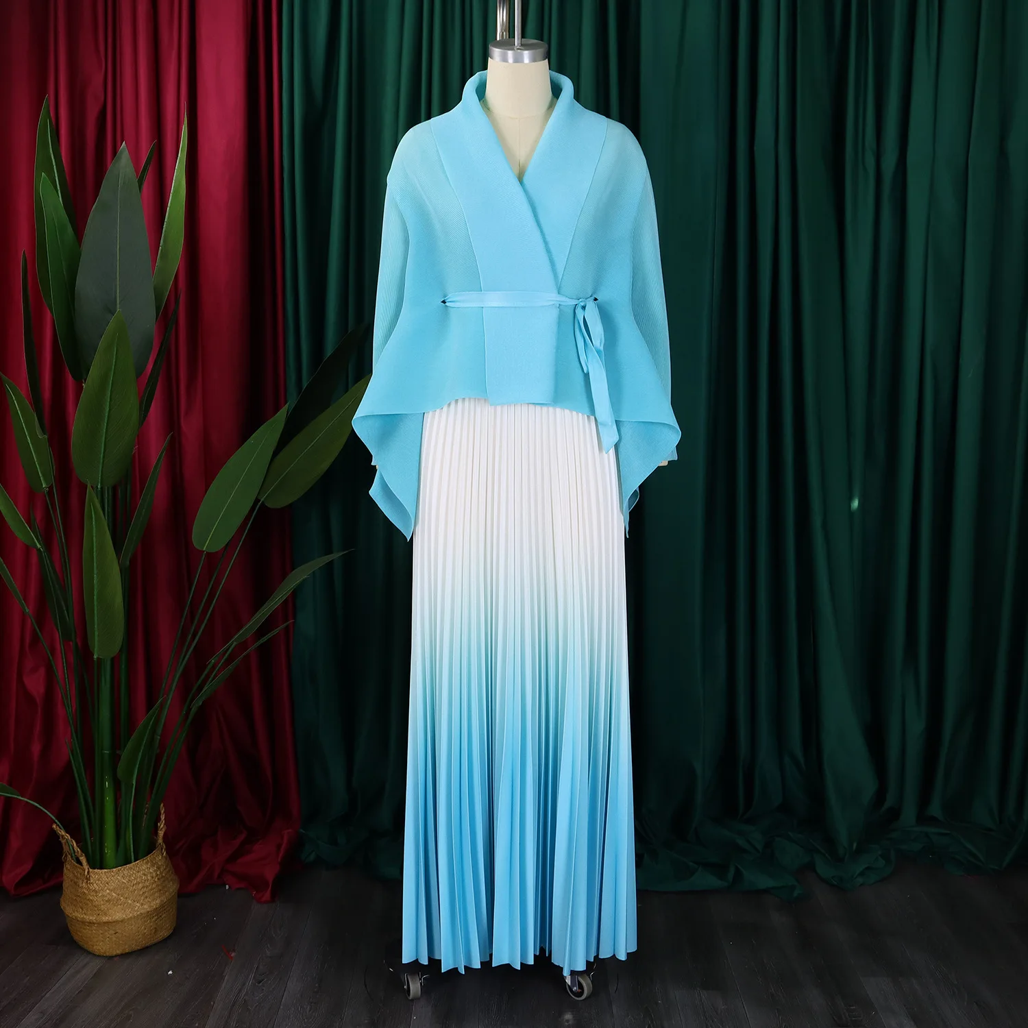 Two Piece Set Plus Size Clothes Spring Autumn V Neck Long Sleeve Top And Maxi Skirt Women Sets High Streetwear Casual Beach Suit