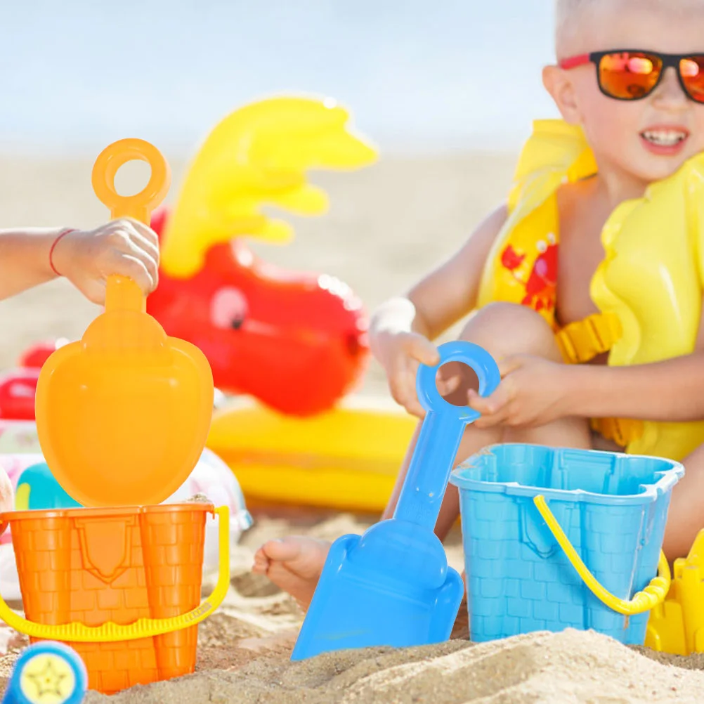 4 pezzi giocattolo da spiaggia portatile per bambini Plaything Outdoor Playset secchio di sabbia accessorio in plastica per bambini resistente all'usura