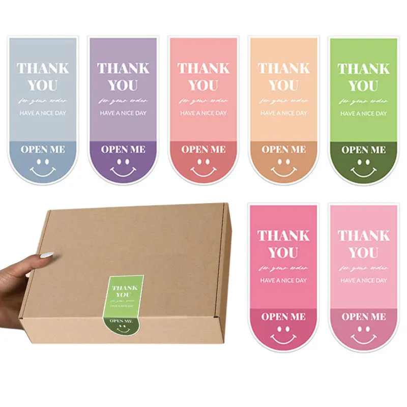 

100pcs/lot Cute Thank You Stickers Rectangular Self-adhesive Label For Envelope Sealing Labels Wedding Gift Decoration Sticker