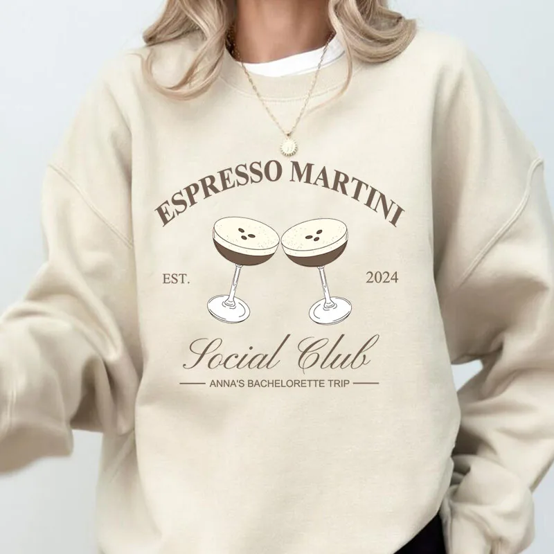 

Espresso Martini Crewneck Sweatshirt Cocktail Cocktail Social Club Hoodie Trendy Pullover Long Sleeve Women's Clothing Sweat