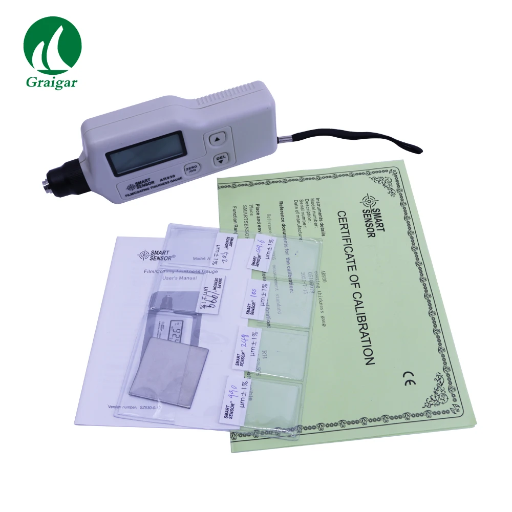 Smart Sensor AR930 Ultrasonic  Film/Coating Thickness Gauge Digital Film Thickness Meter 0~1800um