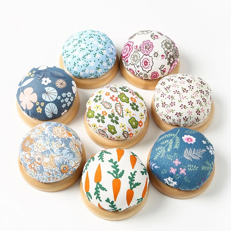 Ramdon Color Wood Stand Cloth Needle Pin Cushion Sewing Supplies Embroidery DIY Handcraft Needle Storage Pincushions