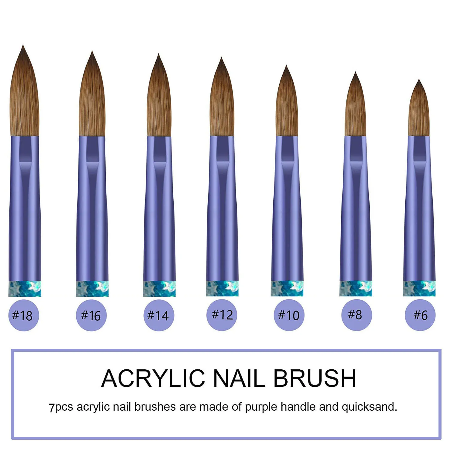 7 stücke Acryl Nagel bürste Set Kolinsky Größe 6 #-18 # für Acryl pulver Anwendung Pailletten Pinsel Erweiterung & Carving Salon nach Hause