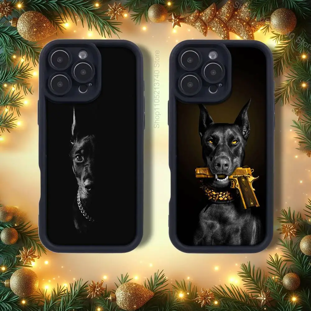 D-Dog Cool D-DobermanS Handyhülle für iPhone 14,12,17,15,11,13,16,Pro,E,Plus,Max,Air,SE4, weiches Silikon, stoßfeste Schmirgelrückseite