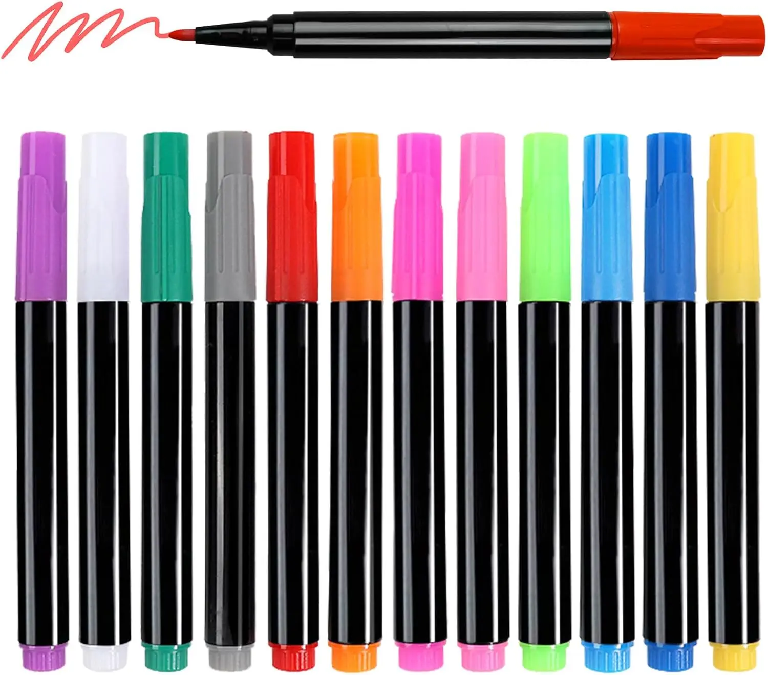

12 Neon Paint Markers for LED Boards, Fluorescent Ink, Erasable, Gift for Kids