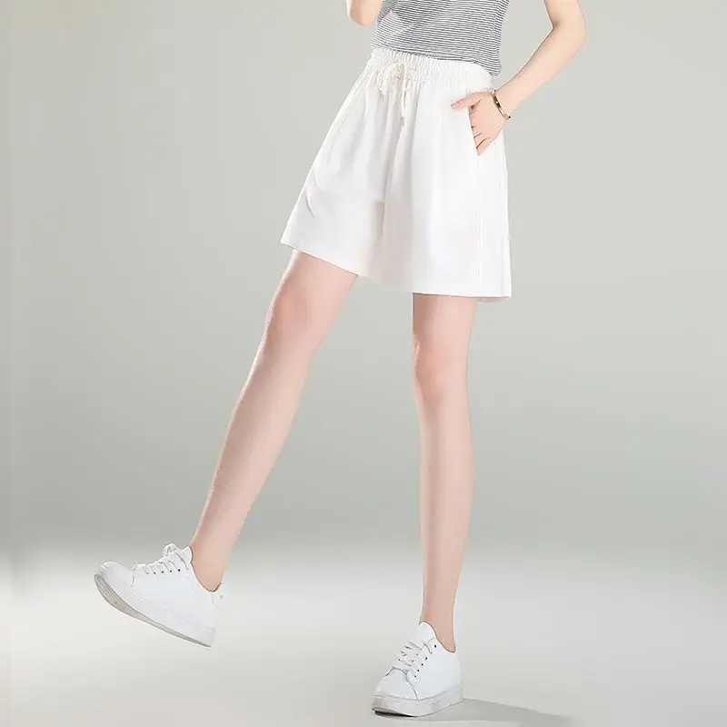 

Sports Summer New Casual Loose Thin Five-point Pants 100 Cotton High Waist Thin Shorts Versatile Wide Legs